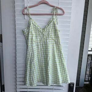 Gianni Bini Green and White Gingham Dress